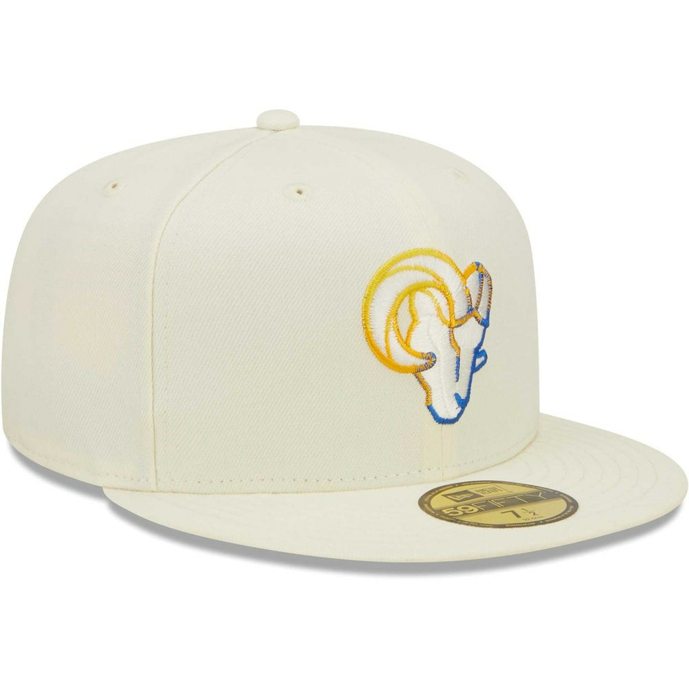 Los Angeles Rams New Era Chrome Color Dim 59FIFTY Fitted Hat - Cream - NFL