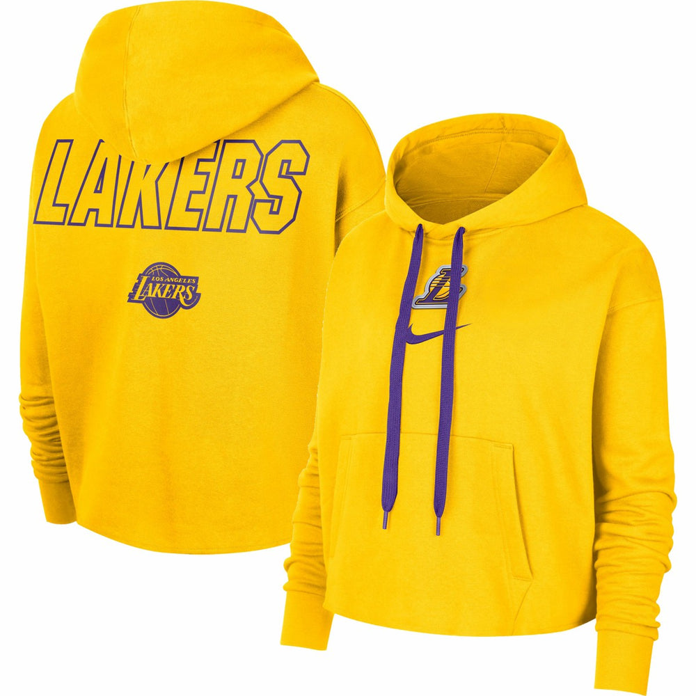 Nike Los Angeles Lakers Women's Courtside Cropped Pullover Hoodie Gold