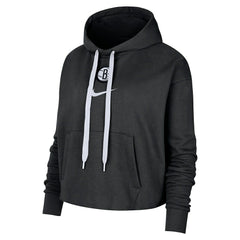 Nike Brooklyn Nets Women's Courtside Cropped Pullover Hoodie Black