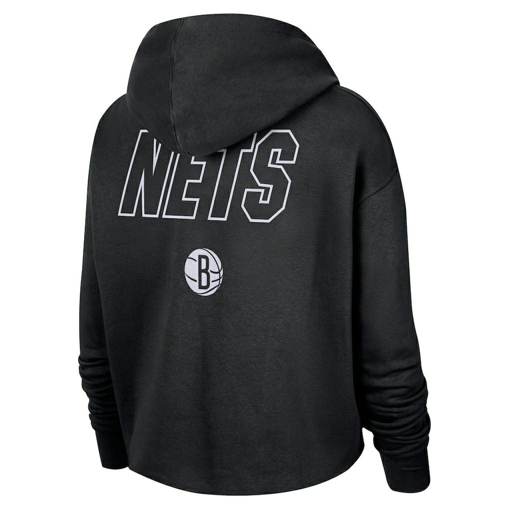 Nike Brooklyn Nets Women's Courtside Cropped Pullover Hoodie Black