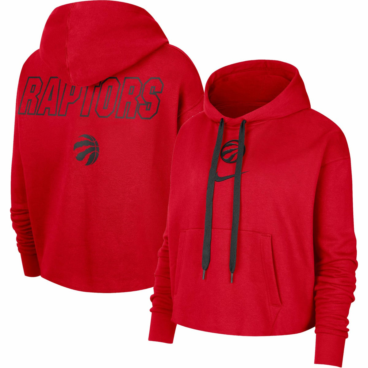 Nike Toronto Raptors Women's Courtside Cropped Pullover Hoodie Red