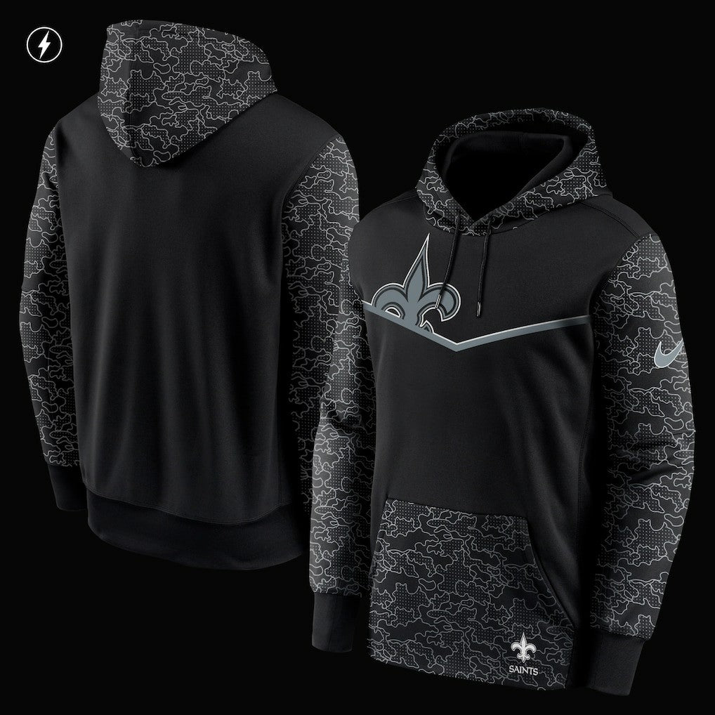 New Orleans Saints RFLCTV Chevron Pullover Hoodie - Black - Nike