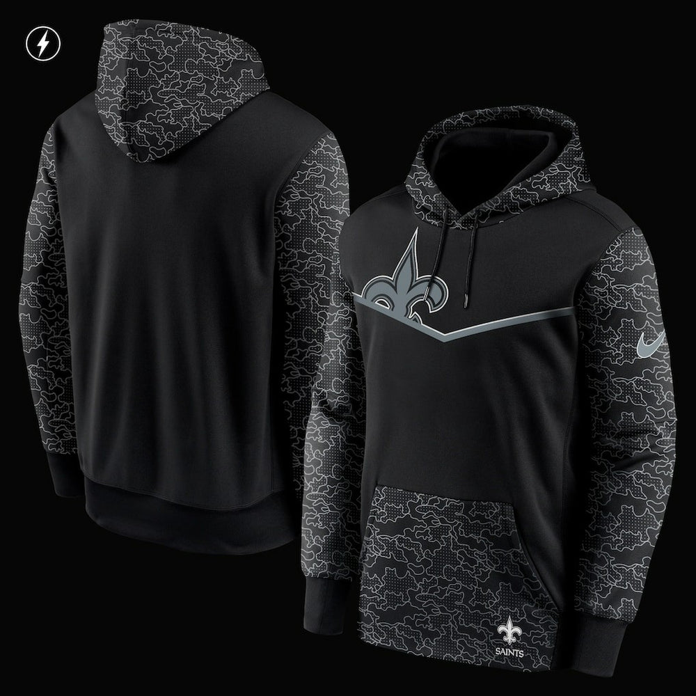 New Orleans Saints RFLCTV Chevron Pullover Hoodie - Black - Nike