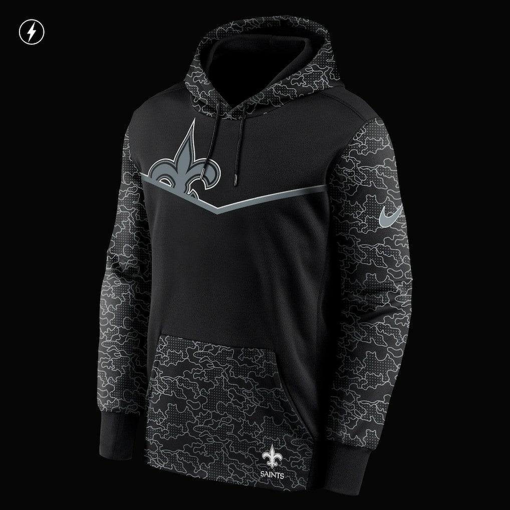 New Orleans Saints RFLCTV Chevron Pullover Hoodie - Black - Nike