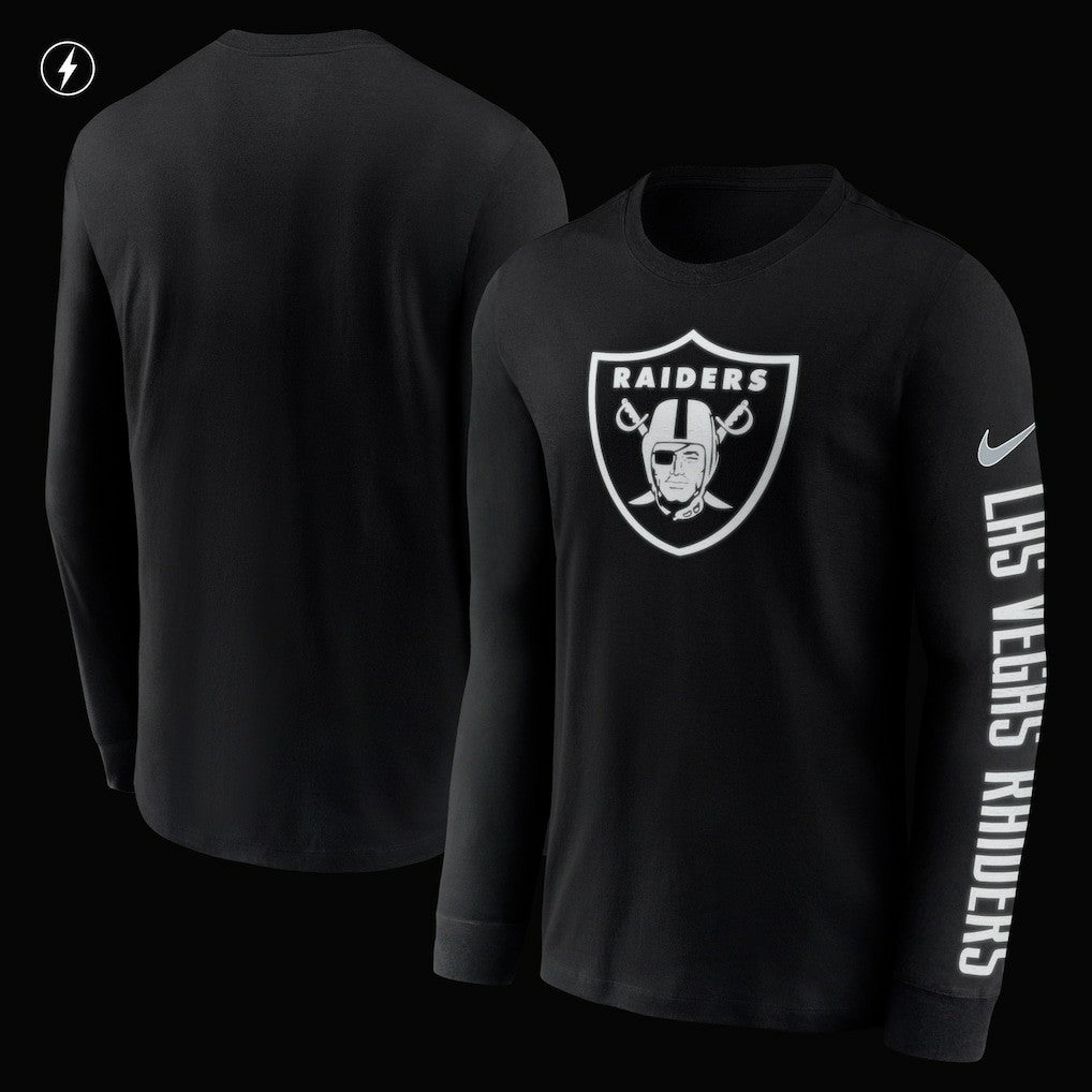 Las Vegas Raiders RFLCTV Name and Logo T-Shirt - Black - Nike