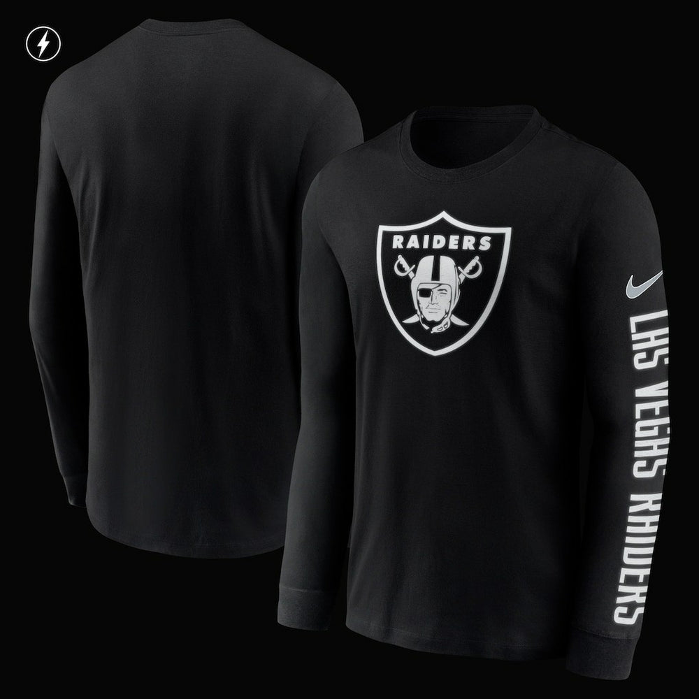 Las Vegas Raiders RFLCTV Name and Logo T-Shirt - Black - Nike
