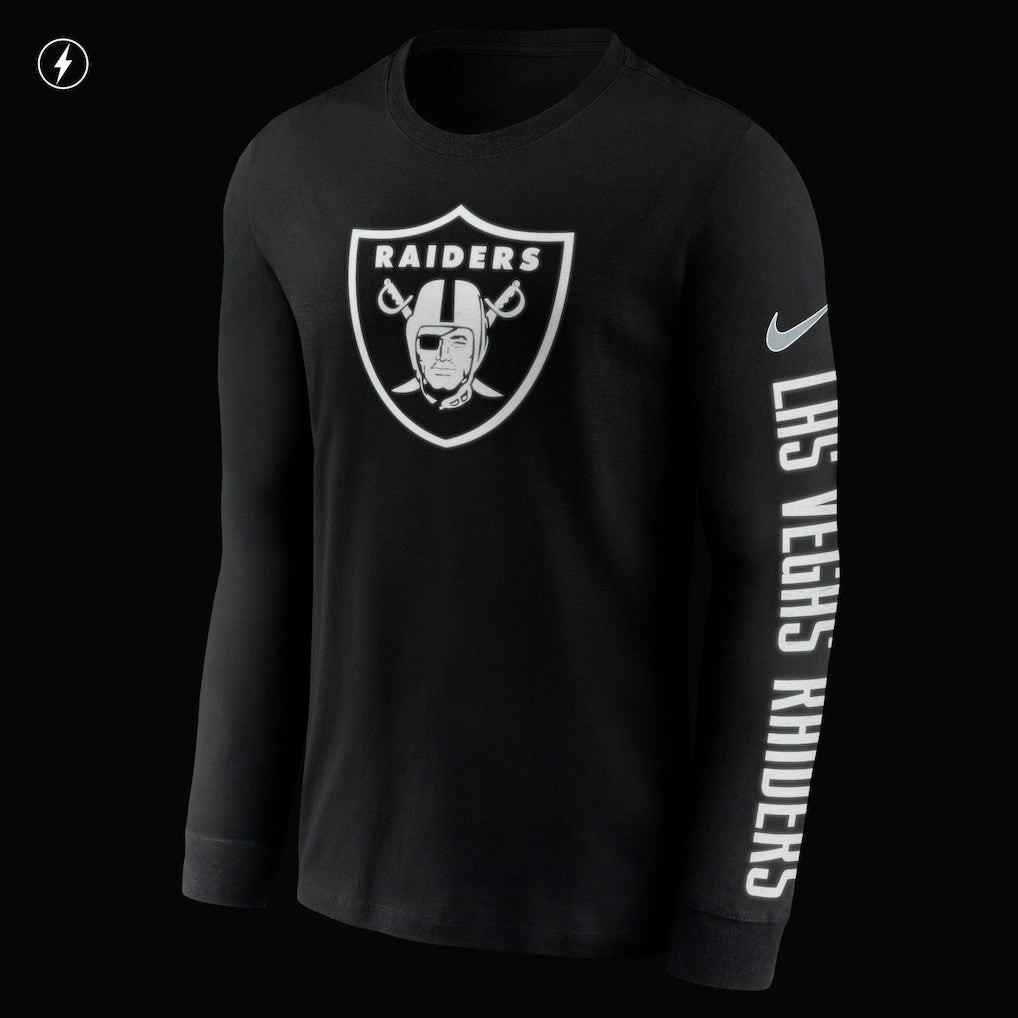Las Vegas Raiders RFLCTV Name and Logo T-Shirt - Black - Nike