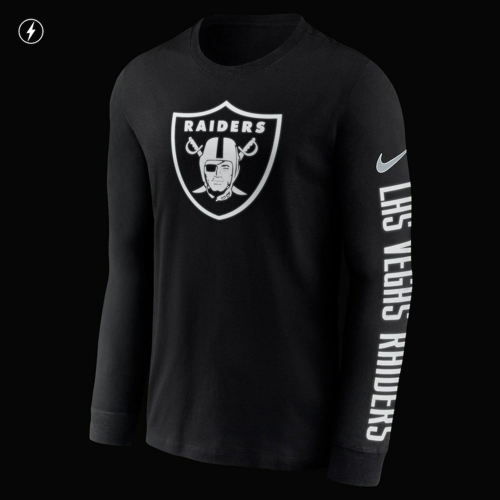 Las Vegas Raiders RFLCTV Name and Logo T-Shirt - Black - Nike