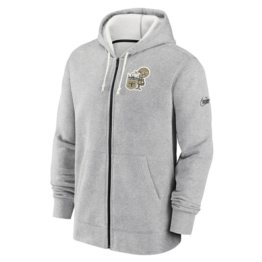 New Orleans Saints Historic Lifestyle Full-Zip Hoodie - Heather Gray - Nike