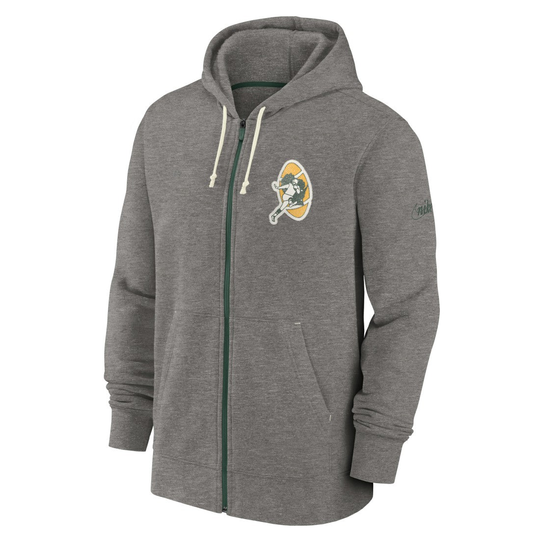 Green Bay Packers Historic Lifestyle Full-Zip Hoodie - Heather Charcoal - Nike