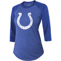 Jonathan Taylor Indianapolis Colts Majestic Threads Women's Player Name & Number Raglan Tri-Blend 3/4-Sleeve T-Shirt - Royal - NFL