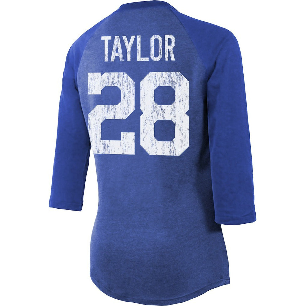 Jonathan Taylor Indianapolis Colts Majestic Threads Women's Player Name & Number Raglan Tri-Blend 3/4-Sleeve T-Shirt - Royal - NFL