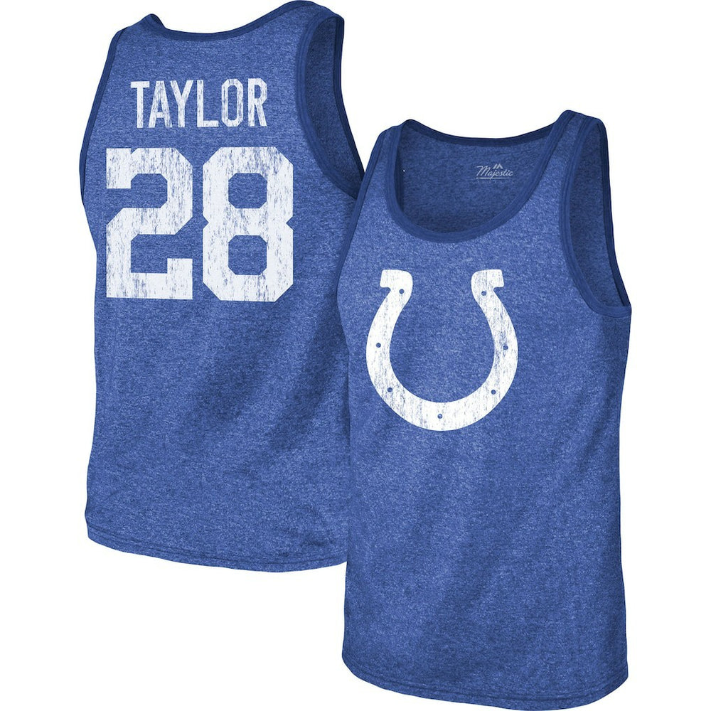 Jonathan Taylor Indianapolis Colts Majestic Threads Player Name & Number Tri-Blend Tank Top - Heathered Royal - NFL