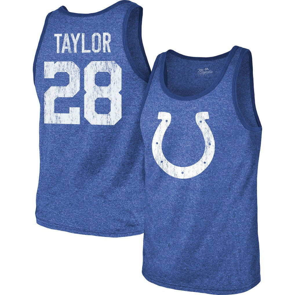 Jonathan Taylor Indianapolis Colts Majestic Threads Player Name & Number Tri-Blend Tank Top - Heathered Royal - NFL