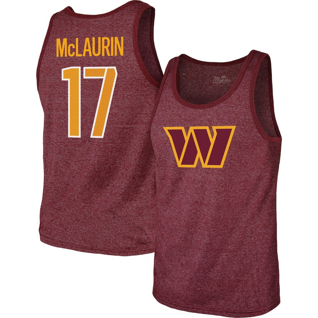 Terry McLaurin Washington Commanders Majestic Threads Player Name & Number Tank Top - Heathered Burgundy - NFL