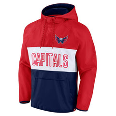 Washington Capitals Fanatics Backhand Shooter Defender Anorak Raglan Hoodie Quarter-Zip Jacket - Red/Navy | Fanatics online