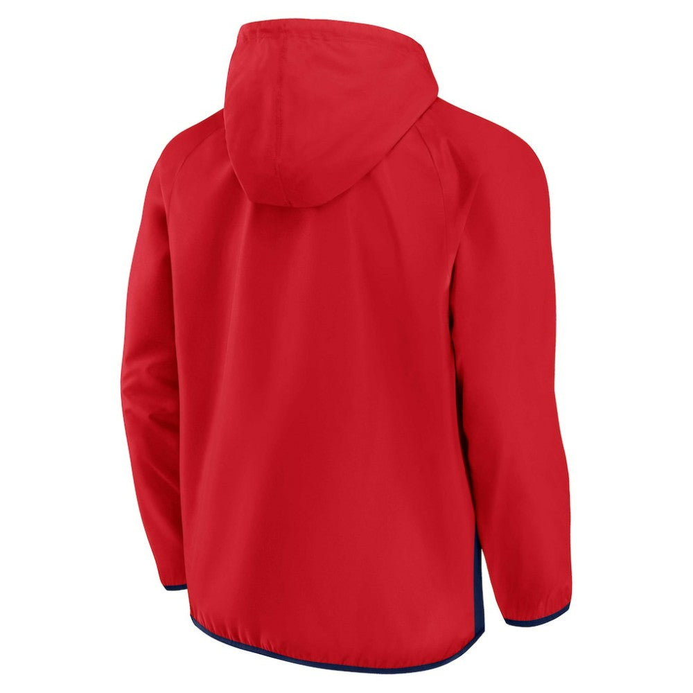 Washington Capitals Fanatics Backhand Shooter Defender Anorak Raglan Hoodie Quarter-Zip Jacket - Red/Navy | Fanatics online