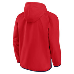Washington Capitals Fanatics Backhand Shooter Defender Anorak Raglan Hoodie Quarter-Zip Jacket - Red/Navy | Fanatics online