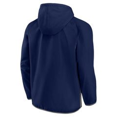 Seattle Kraken Fanatics Backhand Shooter Defender Anorak Raglan Hoodie Quarter-Zip Jacket - Deep Sea Blue/Gray | Fanatics Clearance