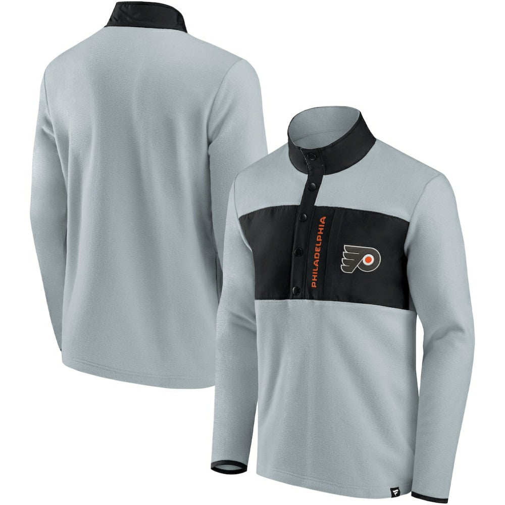 Philadelphia Flyers Fanatics Hockey Polar Fleece Quarter-Snap Jacket - Gray/Black | Fanatics online