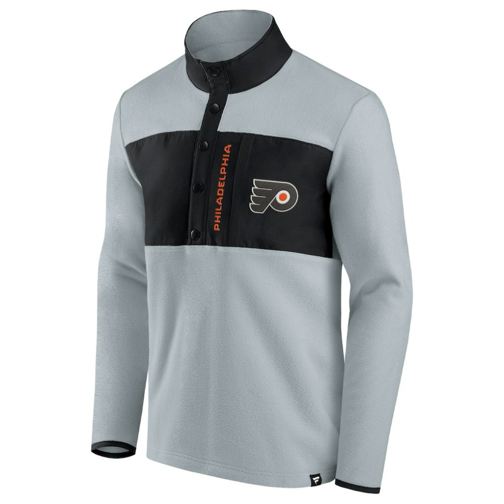 Philadelphia Flyers Fanatics Hockey Polar Fleece Quarter-Snap Jacket - Gray/Black | Fanatics online