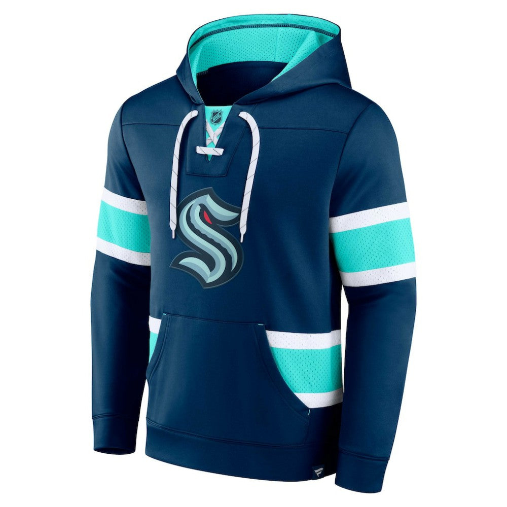 Seattle Kraken Fanatics Powerplay Warrior Pullover Hoodie - Deep Sea Blue | Fanatics discount