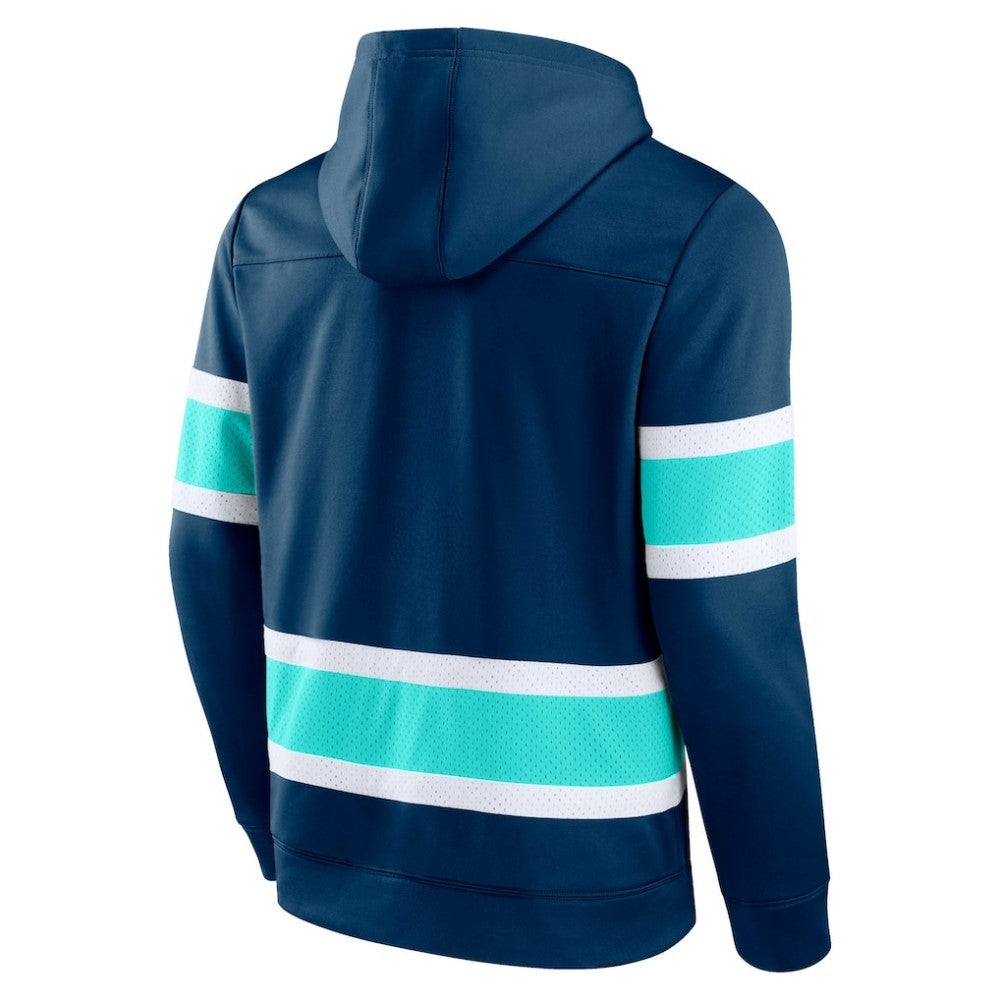 Seattle Kraken Fanatics Powerplay Warrior Pullover Hoodie - Deep Sea Blue | Fanatics discount
