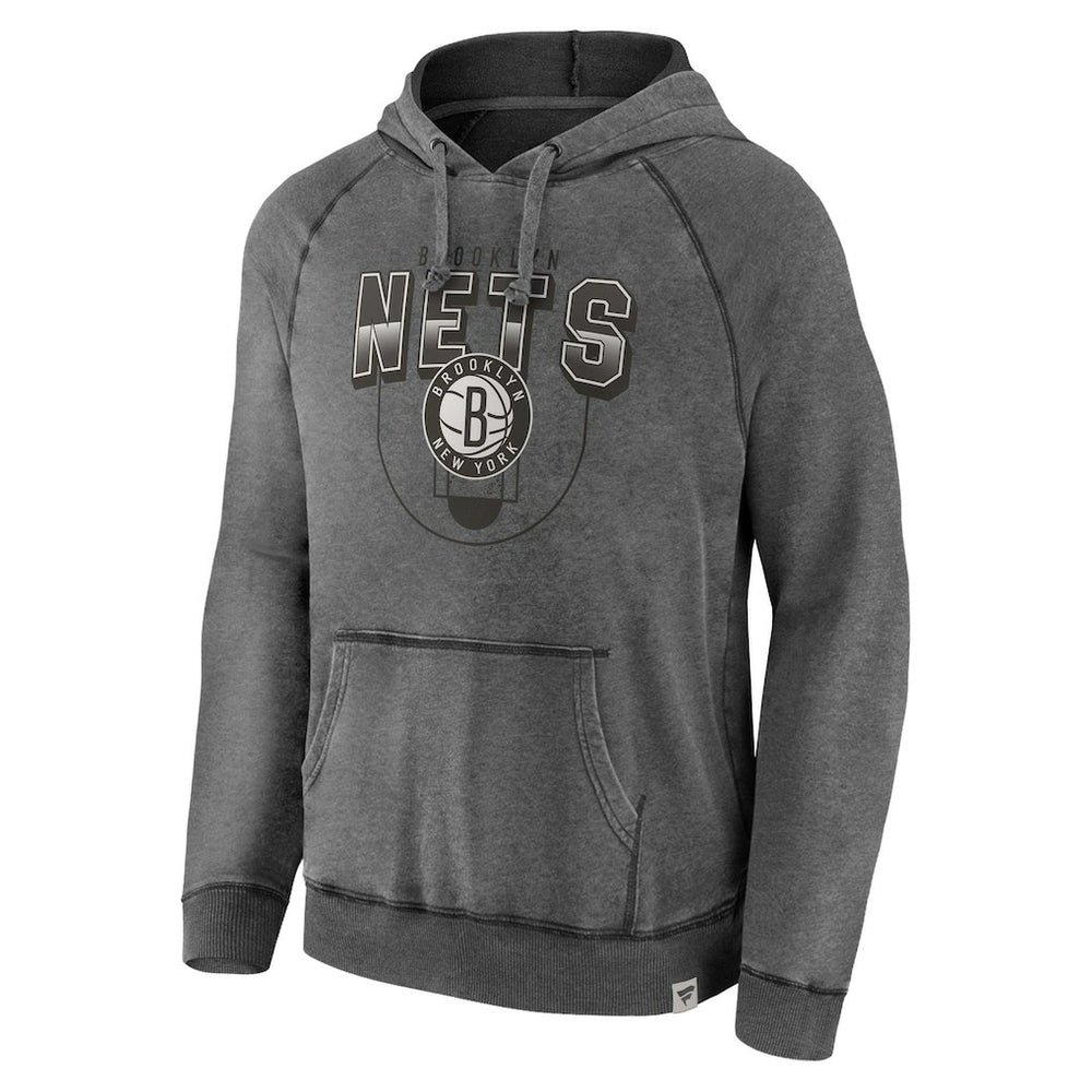 Fanatics Brooklyn Nets True Classics Vintage Snow Wash Raglan Pullover Hoodie Gray