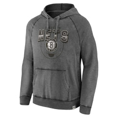 Fanatics Brooklyn Nets True Classics Vintage Snow Wash Raglan Pullover Hoodie Gray