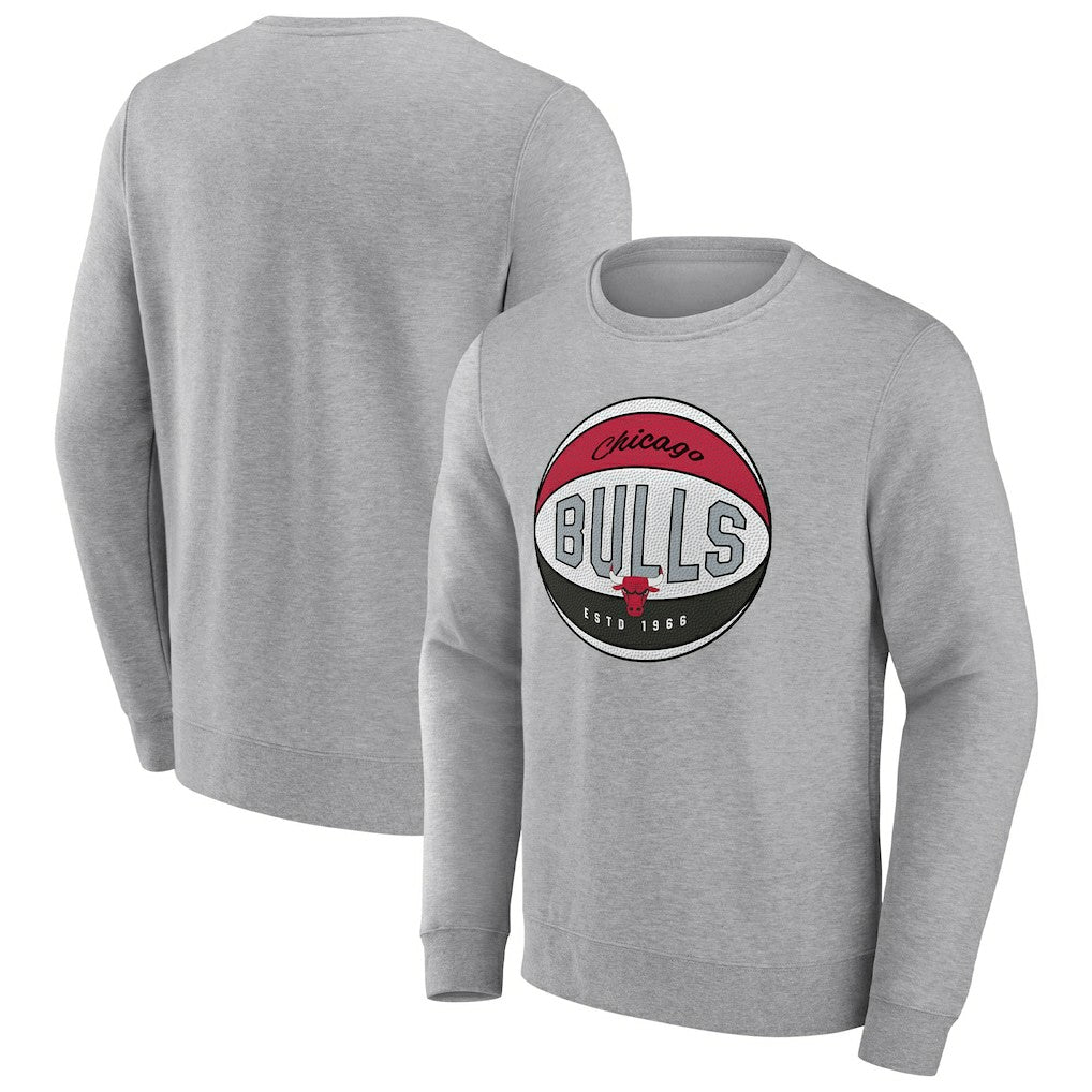 Fanatics Chicago Bulls True Classics Vint Pullover Sweatshirt Heathered Gray