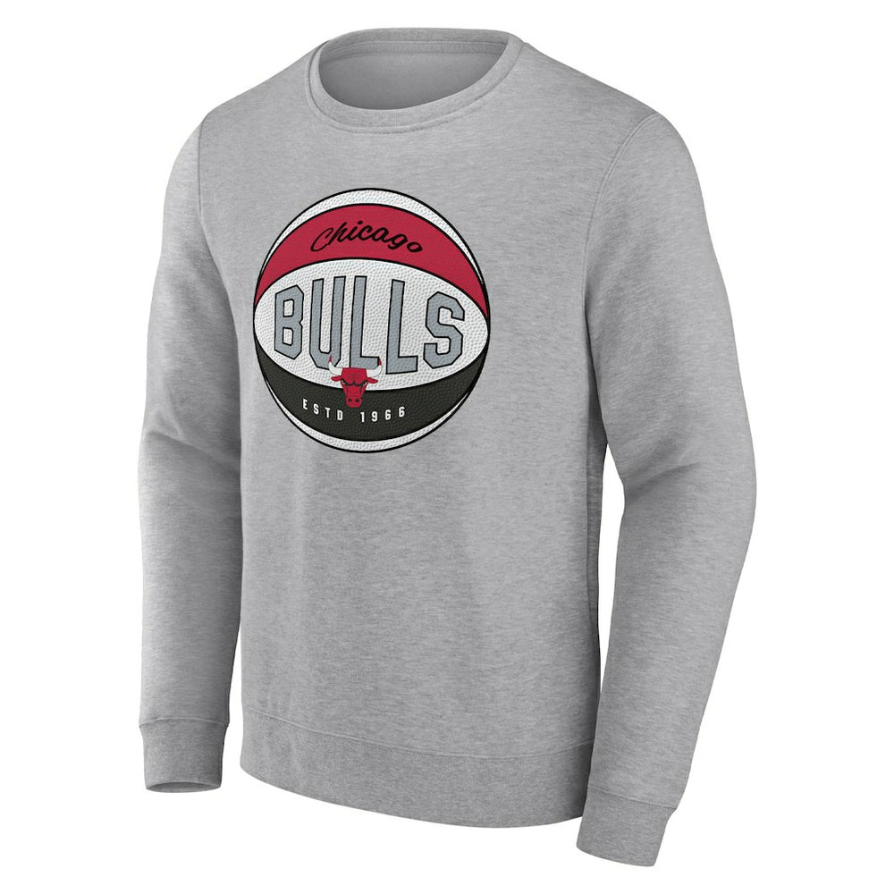 Fanatics Chicago Bulls True Classics Vint Pullover Sweatshirt Heathered Gray