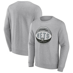 Fanatics Brooklyn Nets True Classics Vint Pullover Sweatshirt Heathered Gray