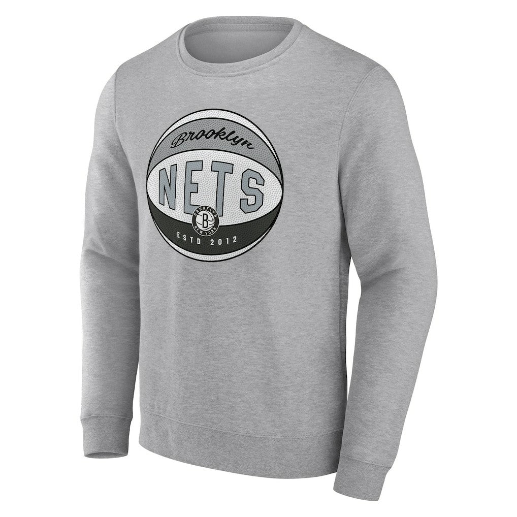 Fanatics Brooklyn Nets True Classics Vint Pullover Sweatshirt Heathered Gray