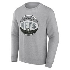 Fanatics Brooklyn Nets True Classics Vint Pullover Sweatshirt Heathered Gray