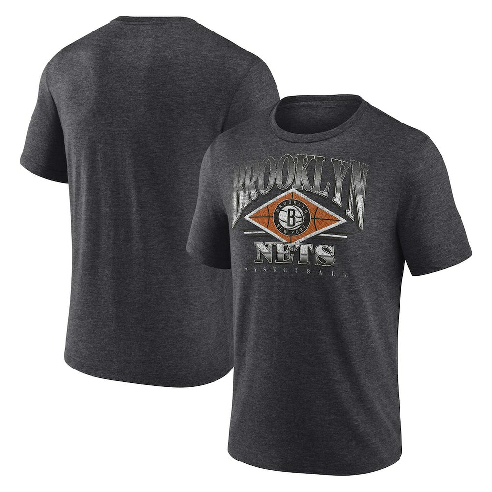Fanatics Brooklyn Nets True Classics Power Phase Tri-Blend T-Shirt Heather Charcoal