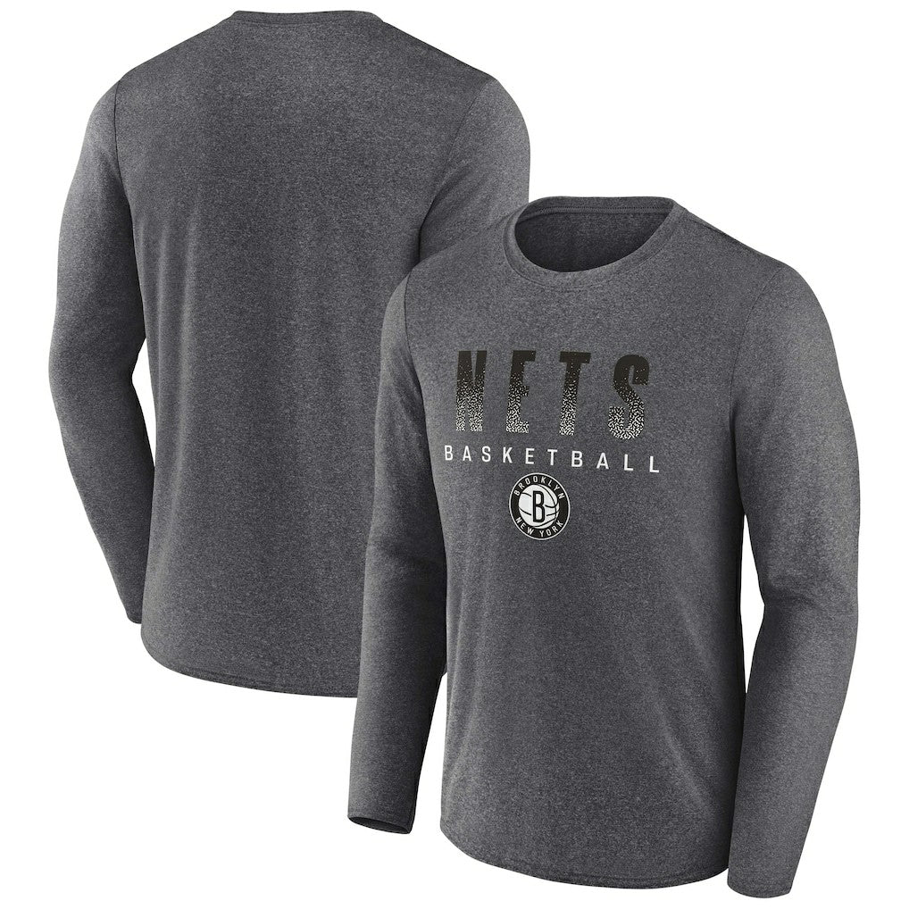Fanatics Brooklyn Nets Where Legends Play Iconic Practice Long Sleeve T-Shirt Heathered Charcoal