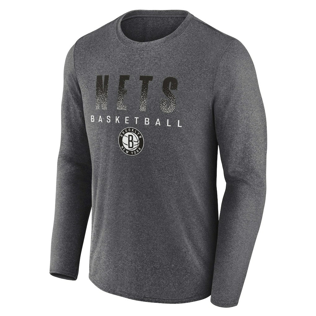 Fanatics Brooklyn Nets Where Legends Play Iconic Practice Long Sleeve T-Shirt Heathered Charcoal