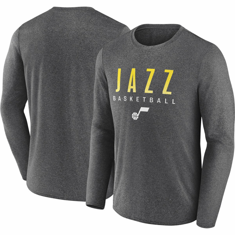 Fanatics Utah Jazz Where Legends Play Iconic Practice Long Sleeve T-Shirt Heather Charcoal