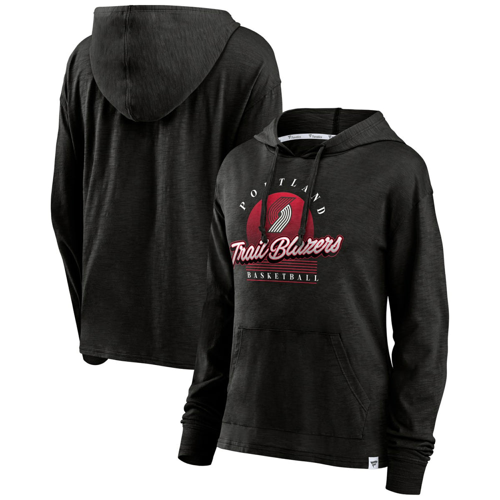Fanatics Portland Trail Blazers Women's Full Steam Slub Hoodie T-Shirt Black