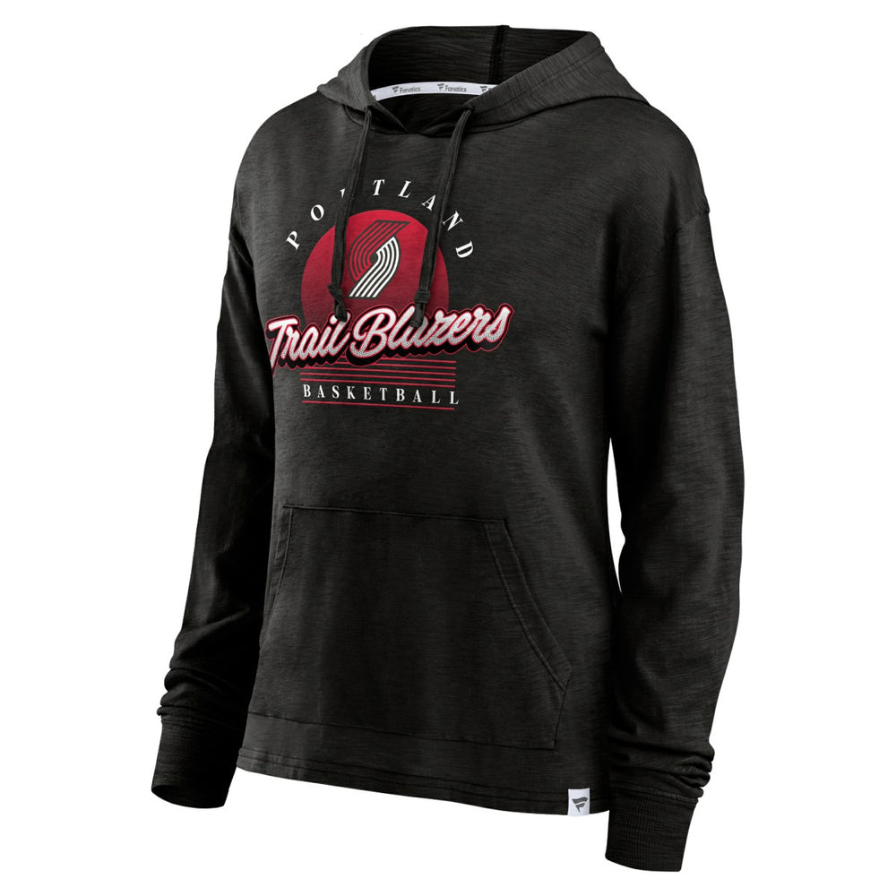 Fanatics Portland Trail Blazers Women's Full Steam Slub Hoodie T-Shirt Black
