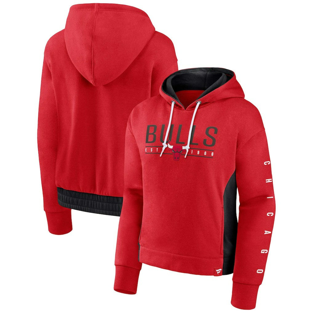 Fanatics Chicago Bulls Women's Iconic Halftime Colorblock Pullover Hoodie Red