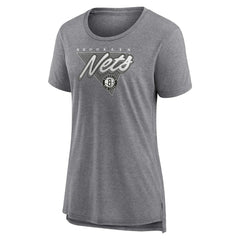 Fanatics Brooklyn Nets Women's True Classics Tri-Blend T-Shirt Heathered Gray