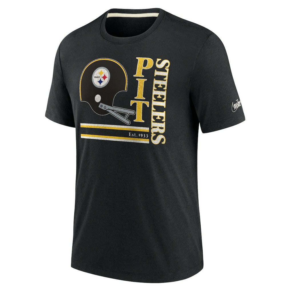 Pittsburgh Steelers Wordmark Logo Tri-Blend T-Shirt - Black - Nike