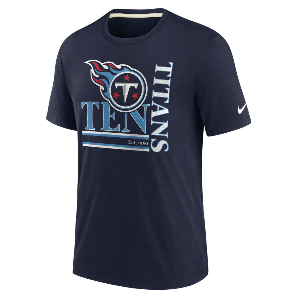 Tennessee Titans Wordmark Logo Tri-Blend T-Shirt - Navy - Nike