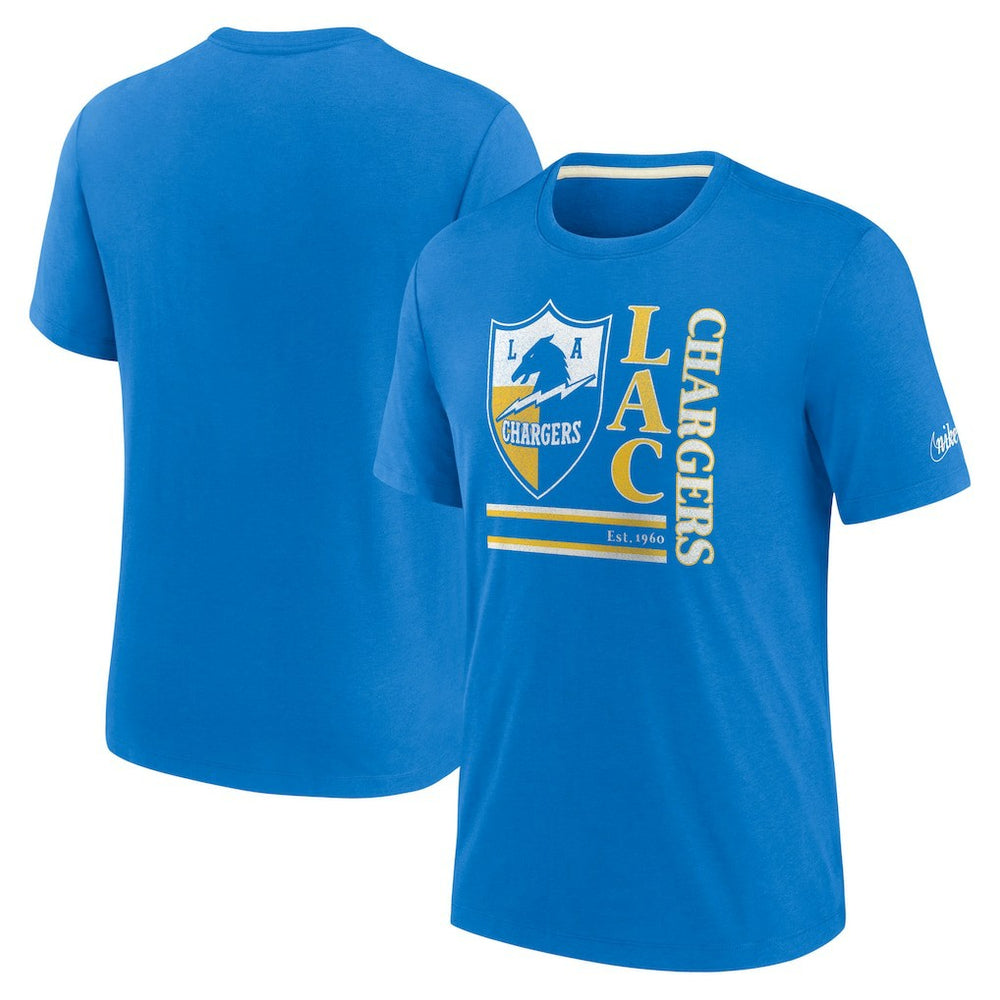 Los Angeles Chargers Wordmark Logo Tri-Blend T-Shirt - Powder Blue - Nike