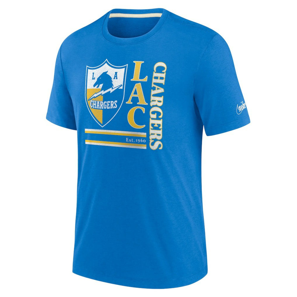 Los Angeles Chargers Wordmark Logo Tri-Blend T-Shirt - Powder Blue - Nike