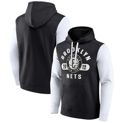 Fanatics Brooklyn Nets Attack Colorblock Pullover Hoodie Black/White