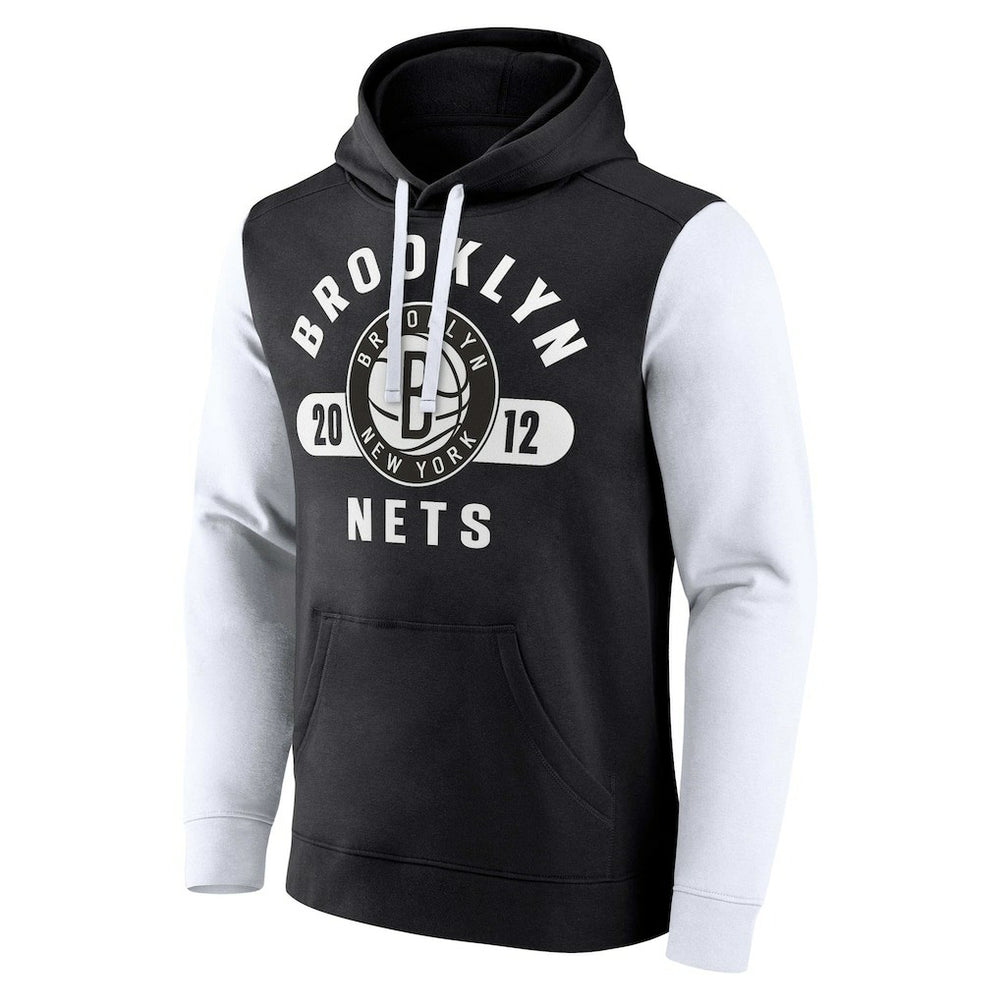 Fanatics Brooklyn Nets Attack Colorblock Pullover Hoodie Black/White