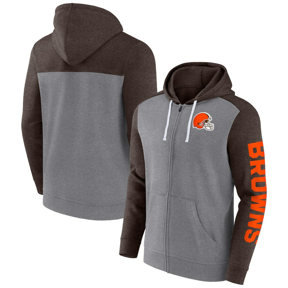 Cleveland Browns Down and Distance Full-Zip Hoodie - Heather Gray - Fanatics
