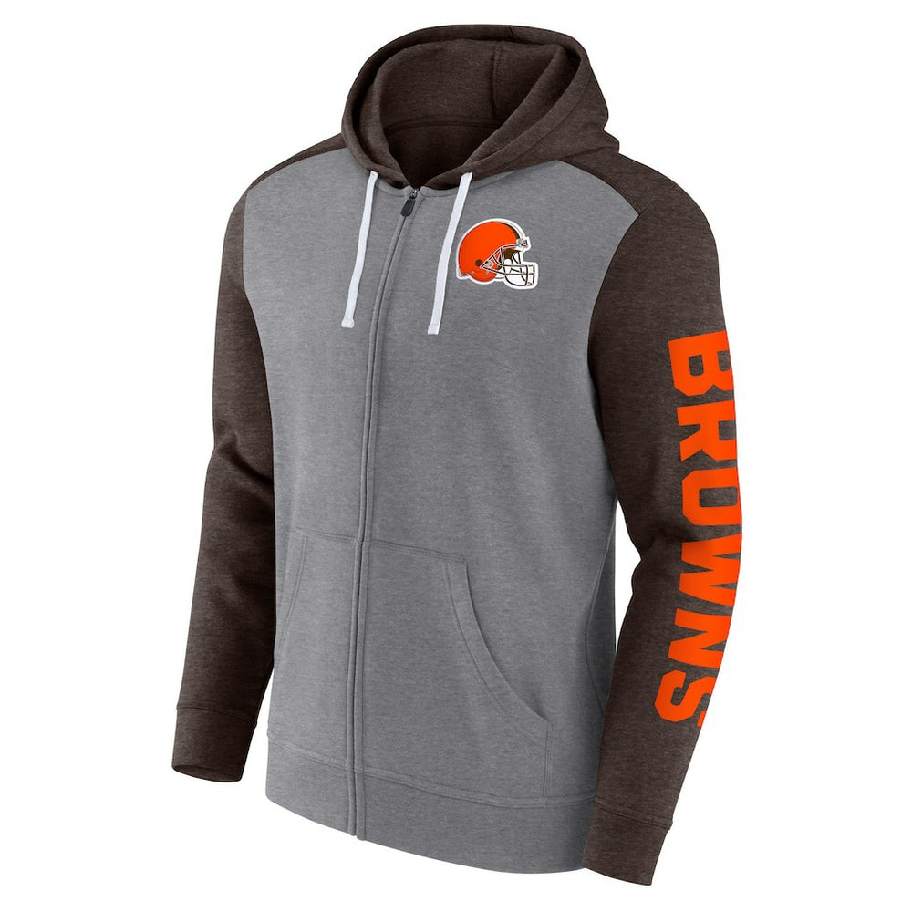 Cleveland Browns Down and Distance Full-Zip Hoodie - Heather Gray - Fanatics
